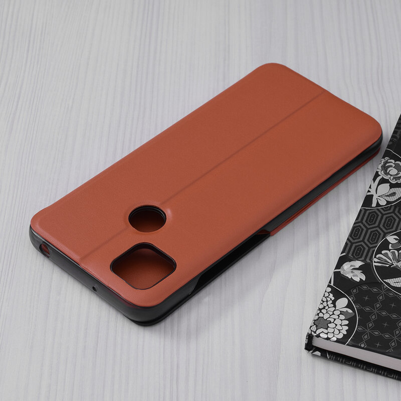 Husa Xiaomi Redmi 9C Eco Leather View Flip Tip Carte - Portocaliu