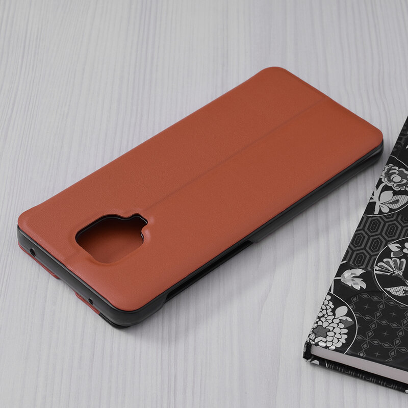 Husa Xiaomi Redmi Note 9 Pro Max Eco Leather View Flip Tip Carte - Portocaliu