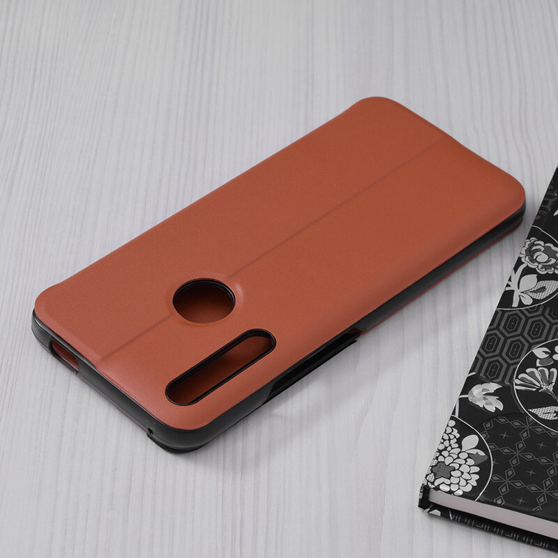 Husa Huawei P Smart Z Eco Leather View Flip Tip Carte - Portocaliu