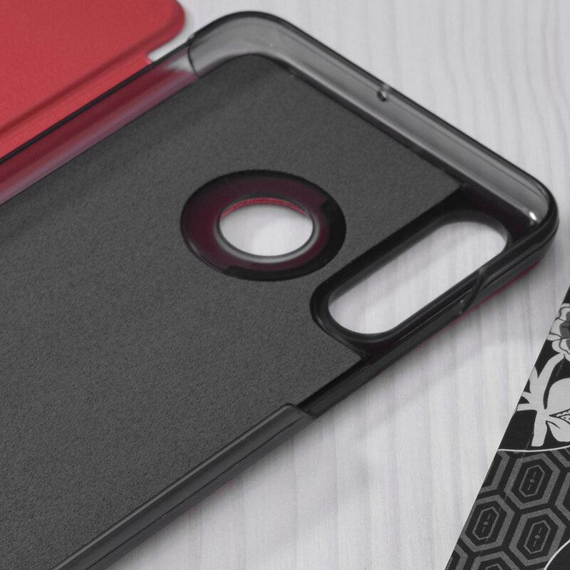 Husa Huawei P30 Lite Eco Leather View flip tip carte, rosu