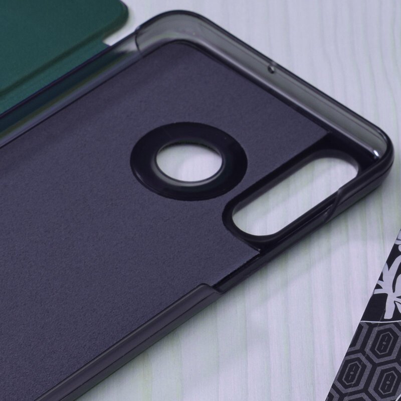 Husa Huawei P30 Lite Eco Leather View flip tip carte, verde