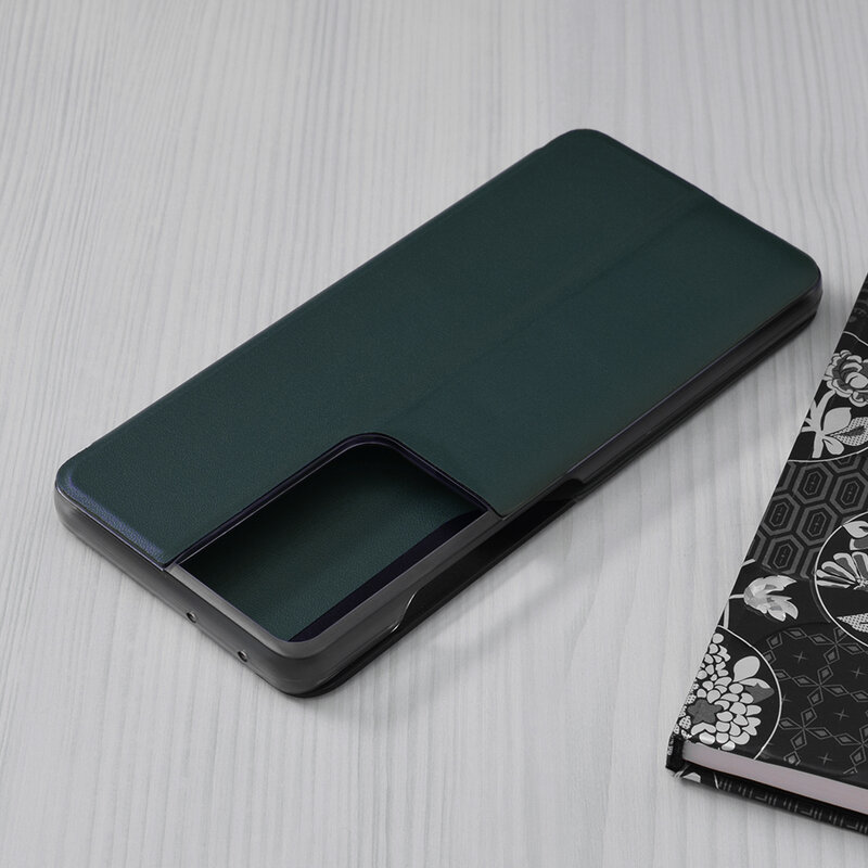 Husa Samsung Galaxy S21 Ultra 5G Eco Leather View Flip Tip Carte - Verde