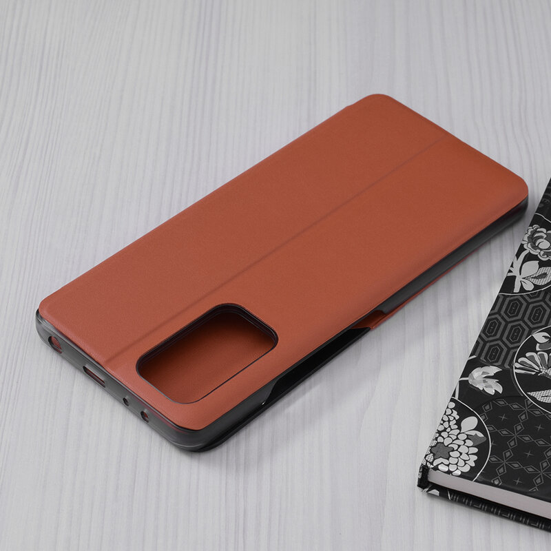 Husa Xiaomi Redmi Note 10 Pro Eco Leather View Flip Tip Carte - Portocaliu