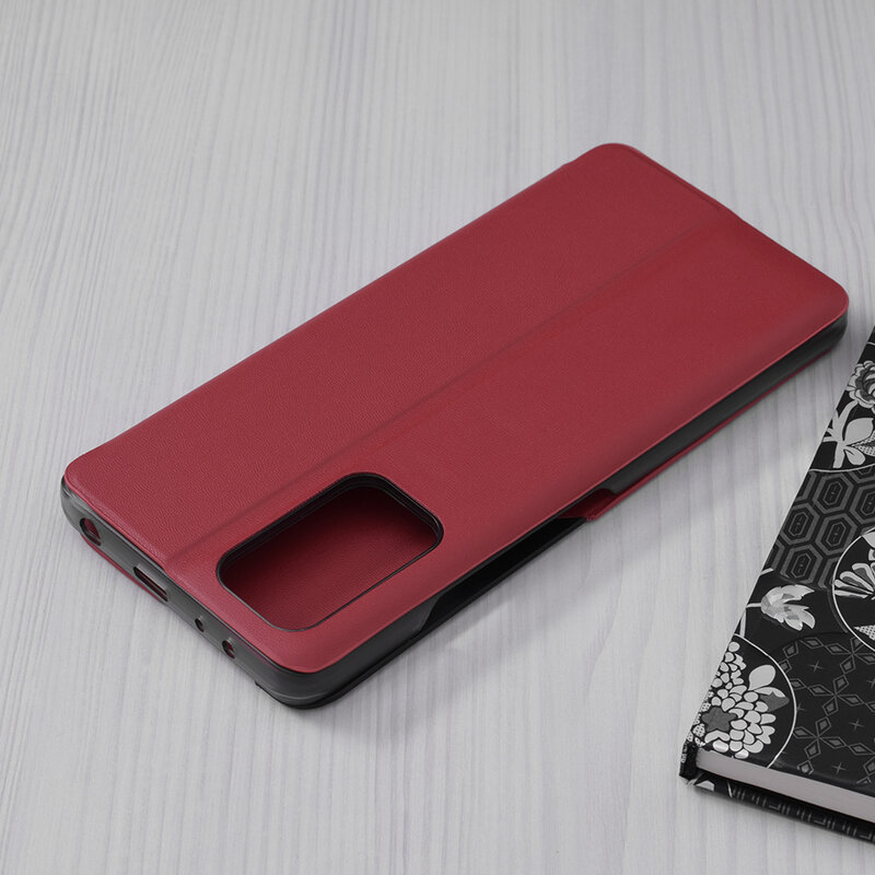Husa Xiaomi Redmi Note 10 Pro Eco Leather View Flip Tip Carte - Rosu