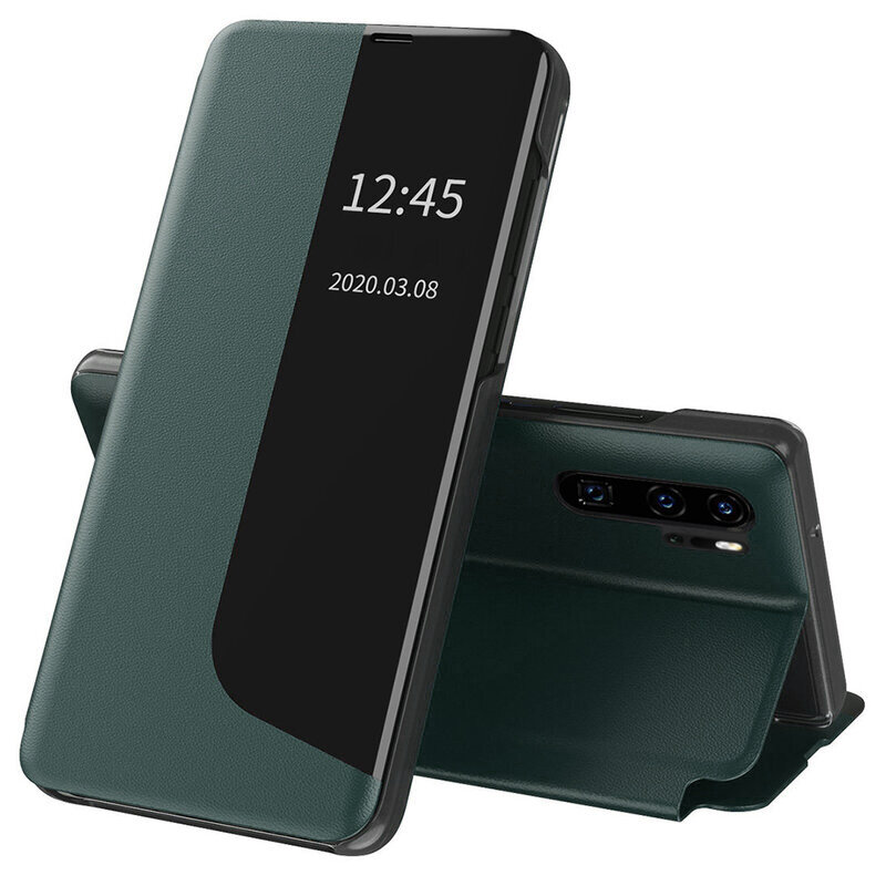 Husa Huawei P30 Pro Eco Leather View Flip Tip Carte - Verde