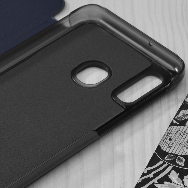 Husa Samsung Galaxy A20e Eco Leather View flip tip carte, albastru