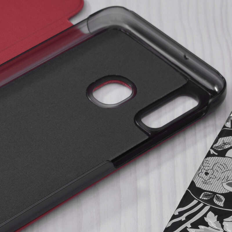 Husa Samsung Galaxy A20e Eco Leather View flip tip carte, rosu