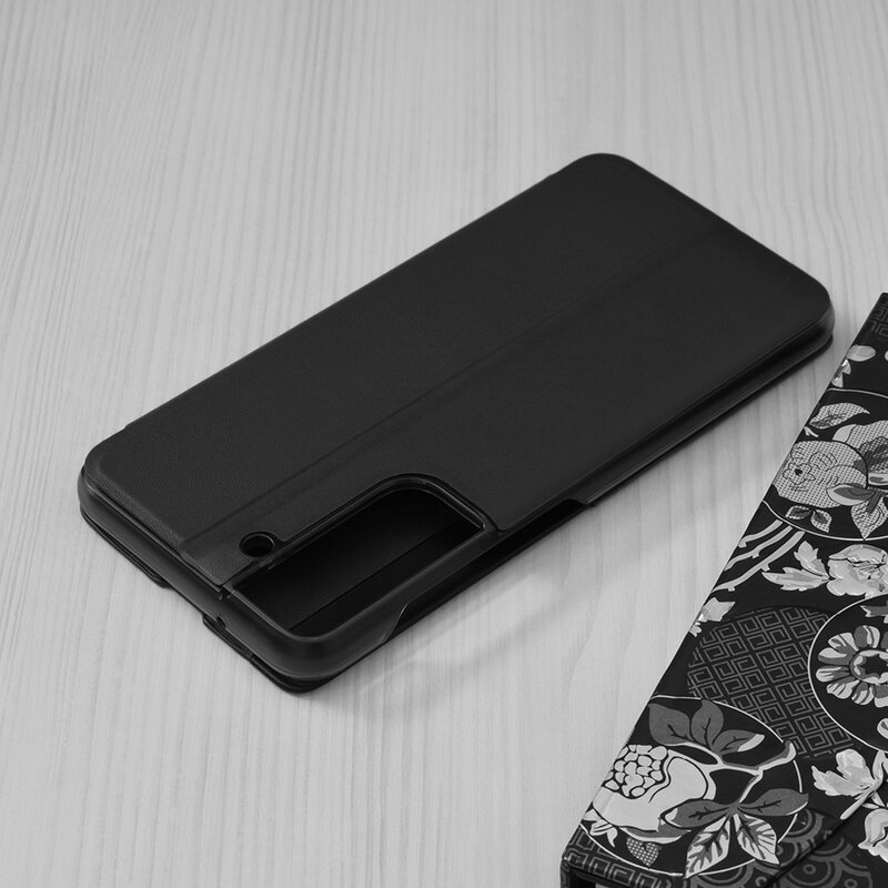 Husa Samsung Galaxy S21 FE 5G Eco Leather View Flip Tip Carte - Negru
