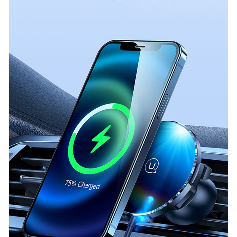 Incarcator wireless auto cu suport magnetic telefon USAMS, negru, US-CD164