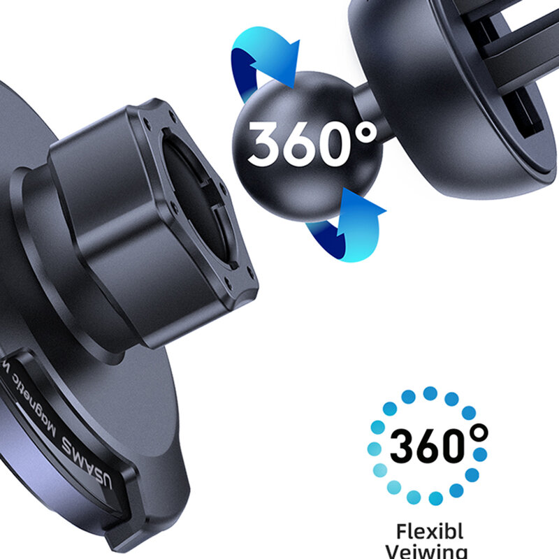 Incarcator wireless auto cu suport magnetic telefon USAMS, negru, US-CD164