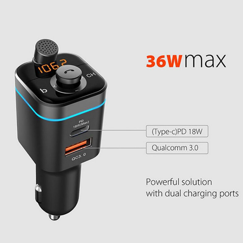 Modulator FM Bluetooth Tech-Protect C72 Pro, USB, Type-C, 36W, negru