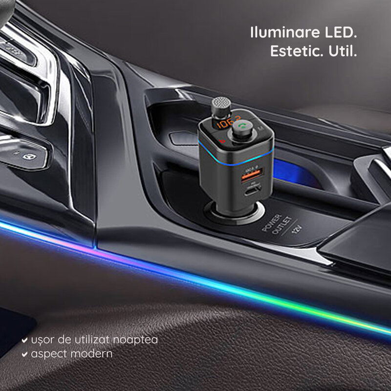 Modulator FM Bluetooth Tech-Protect C72 Pro, USB, Type-C, 36W, negru