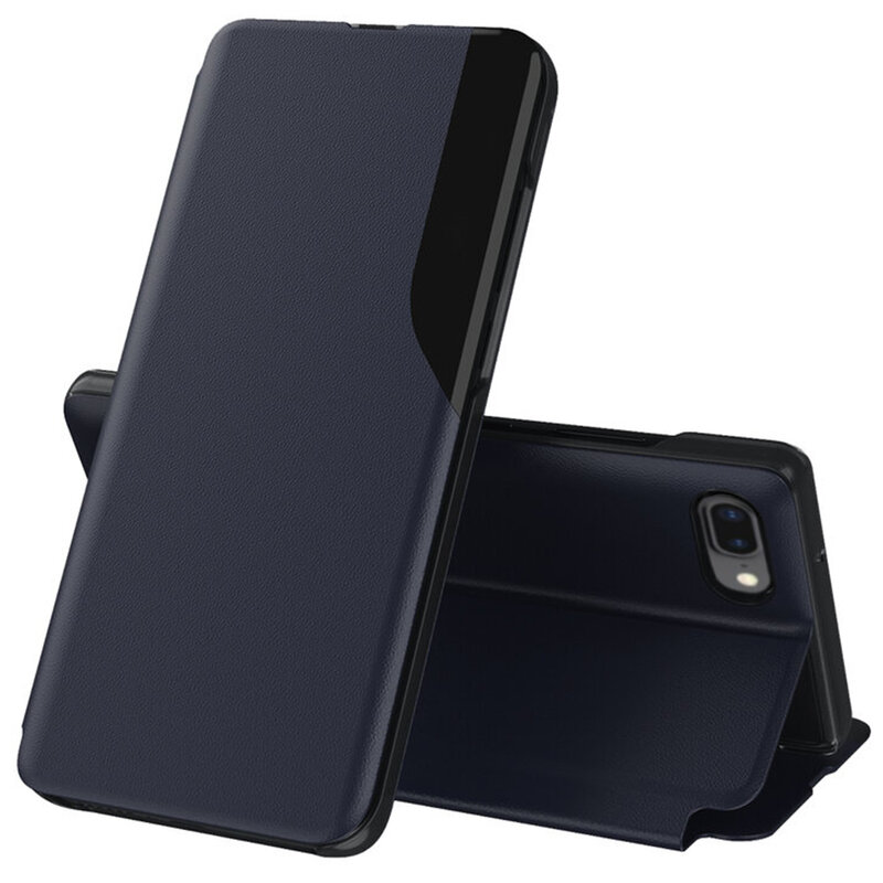 Husa iPhone 7 Plus Eco Leather View Flip Tip Carte - Albastru
