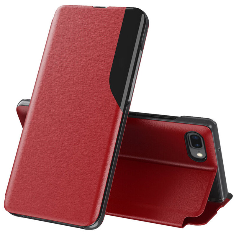 Husa iPhone 7 Plus Eco Leather View Flip Tip Carte - Rosu