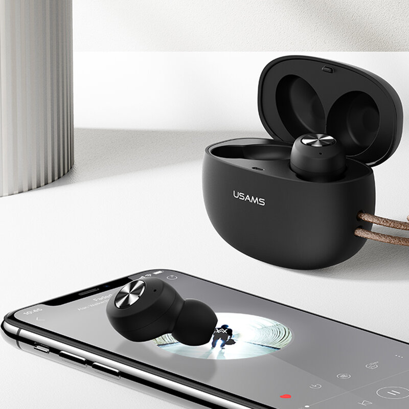 Casti wireless in-ear Usams, TWS earbuds, Bluetooth, negru, BHUES02