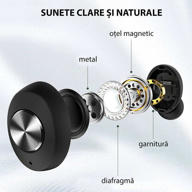 Casti wireless in-ear Usams, TWS earbuds, Bluetooth, negru, BHUES02