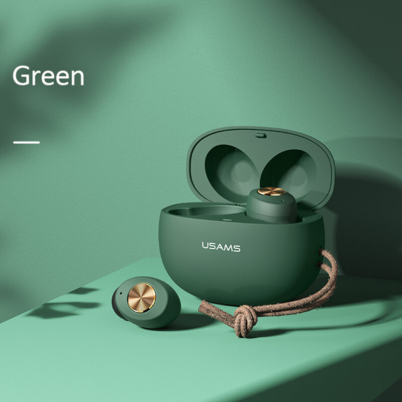 Casti wireless in-ear Usams, TWS earbuds, Bluetooth, verde, BHUES03