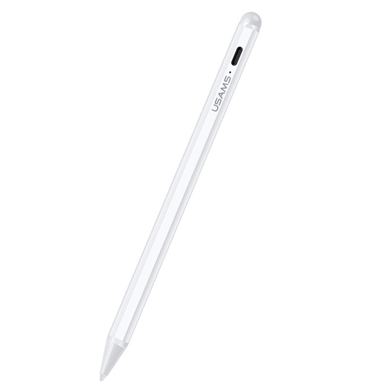 Stylus pen iPad activ USAMS, cablu USB-C, LED, alb, US-ZB135