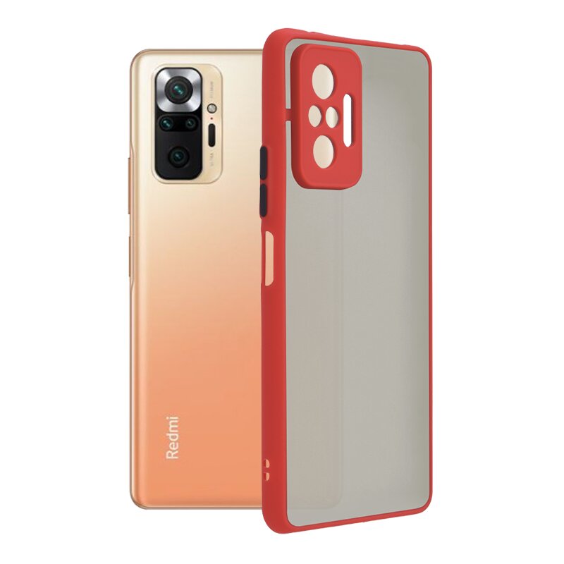 Husa Xiaomi Redmi Note 10 Pro Mobster Chroma Cu Butoane Si Margini Colorate - Rosu