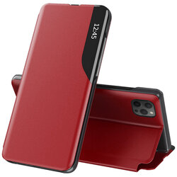 Husa iPhone 12 Pro Max Eco Leather View Flip Tip Carte - Rosu
