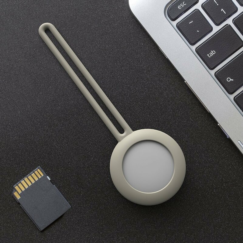 Husa Apple AirTag Loop, breloc chei, snur silicon, alb