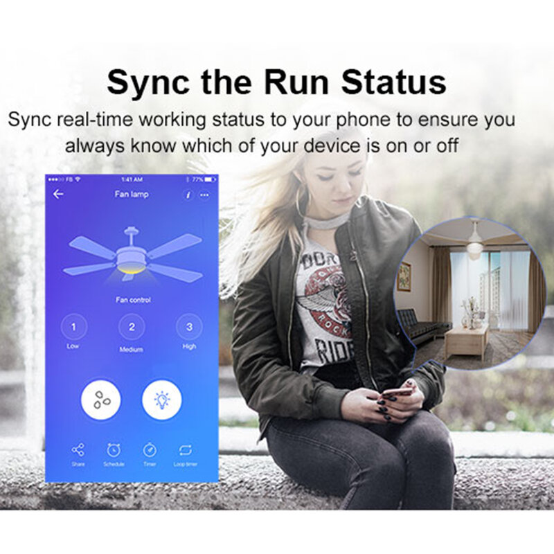 Controller wireless ventilator si lumina Sonoff iFan03 + telecomanda RF, alb