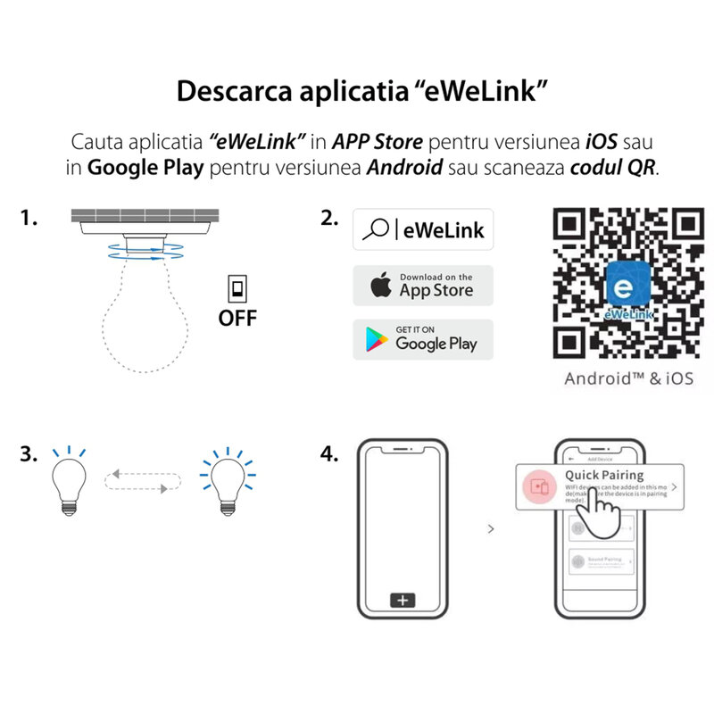 Bec LED smart Sonoff B02, Wi-Fi, E27, 806lm, 9W, lumina calda si rece
