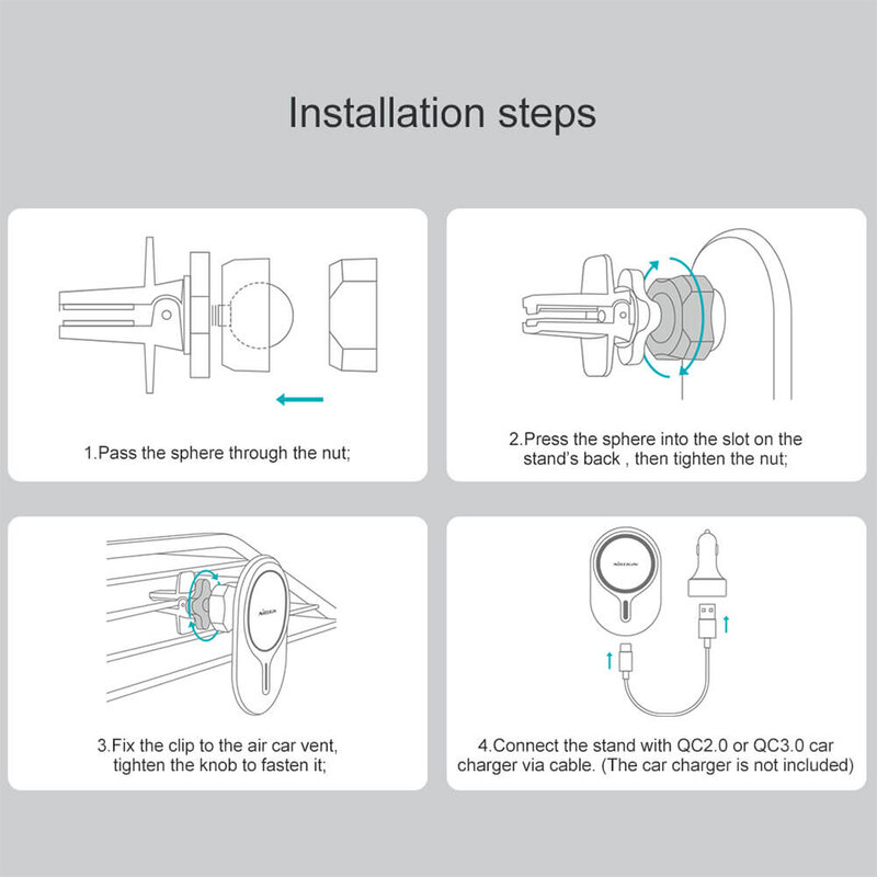 Suport auto MagSafe, incarcator wireless iPhone 12 Nillkin, negru