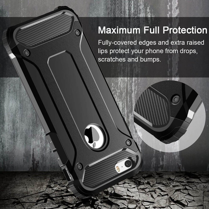 Husa iPhone 6 Plus,6S Plus Techsuit Hybrid Armor cu decupaj sigla, negru