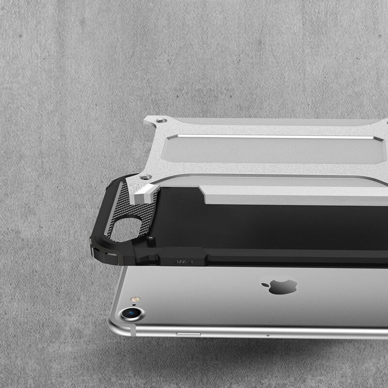 Husa iPhone 6,6S Mobster Hybrid Armor Cu Decupaj Pentru Sigla - Argintiu