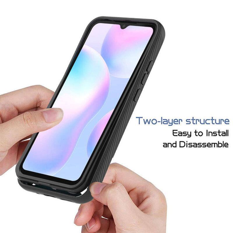 [Pachet 360°] Husa + Folie Xiaomi Redmi 9A Techsuit Defense, negru