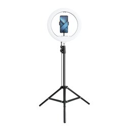 Lampa circulara LED ring light telefon cu lumina alba + trepied
