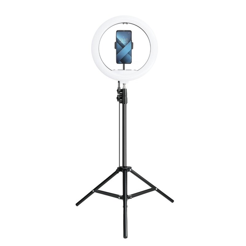 Lampa circulara LED ring light telefon cu lumina alba + trepied