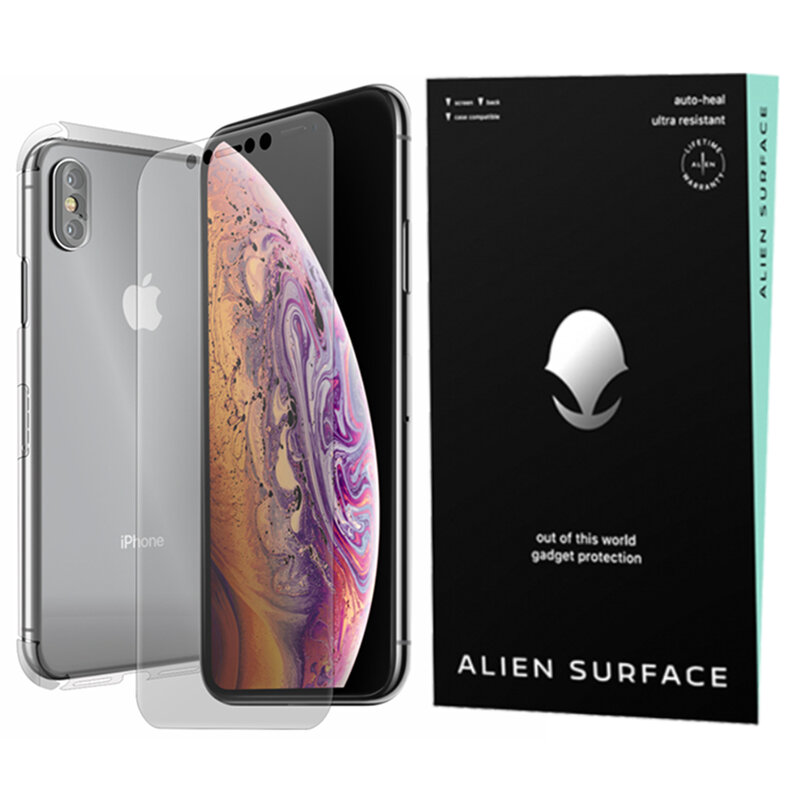 Folie 360° iPhone X, iPhone 10 Alien Surface XHD, Ecran, Spate, Laterale - Clear