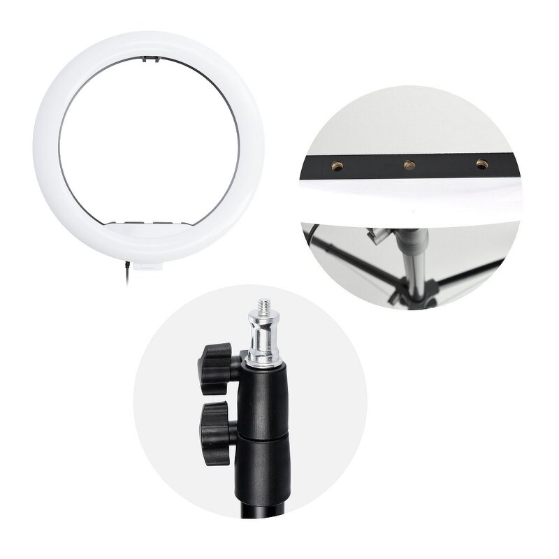 Lampa circulara LED ring light telefon cu lumina alba + trepied