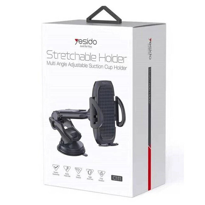 Suport telefon auto, extensibil cu ventuza Yesido C111, negru