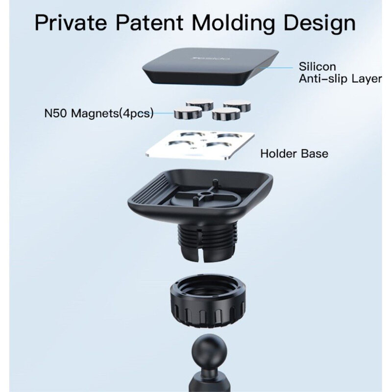 Suport telefon auto magnetic, ventuza Yesido C109, negru