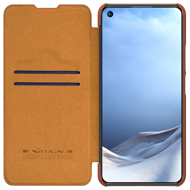 Husa Xiaomi Mi 11 Lite Nillkin QIN Leather, maro