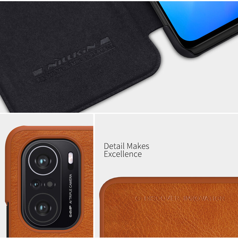 Husa Xiaomi Poco F3 Nillkin QIN Leather, rosu