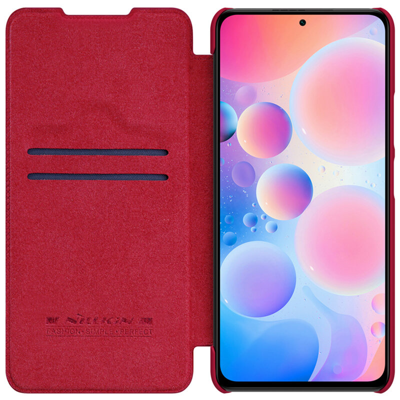 Husa Xiaomi Poco F3 Nillkin QIN Leather, rosu