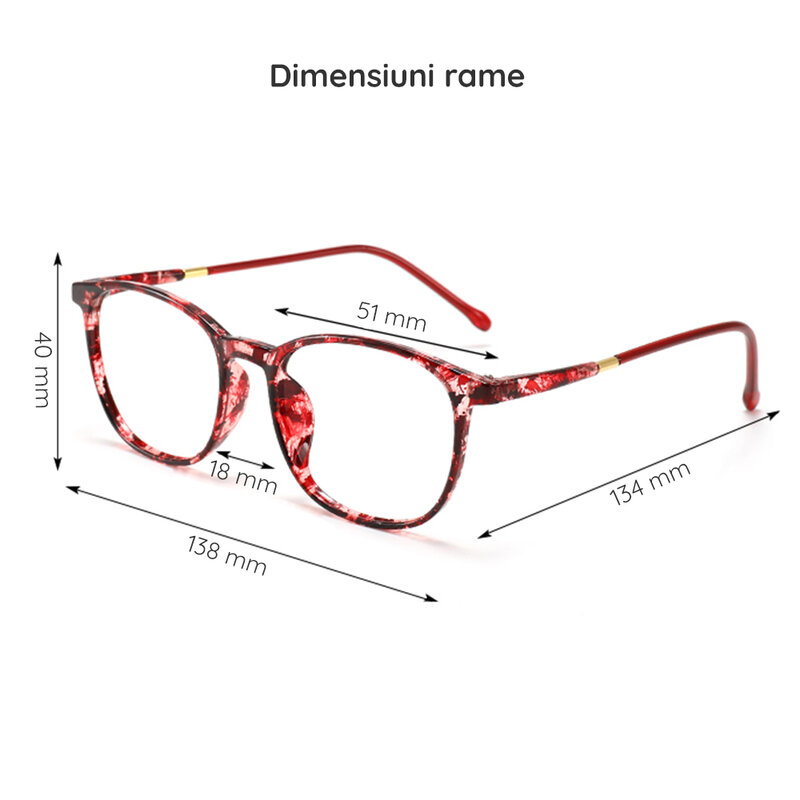 Ochelari rotunzi dama protectie ecran cu filtru lumina albastra + UV, rosu, F8509