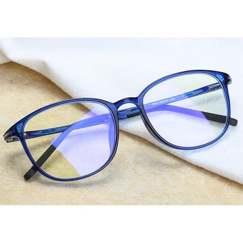 Ochelari rotunzi unisex protectie lumina albastra pentru calculator, albastru, F2822