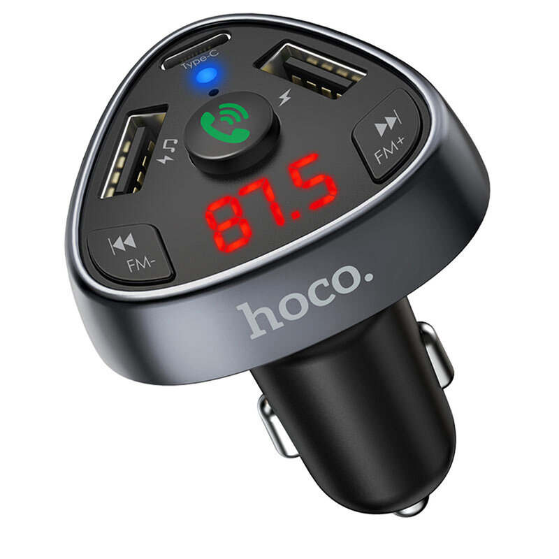 Modulator FM Bluetooth Hoco E51, 2xUSB + Type-C PD18W, negru