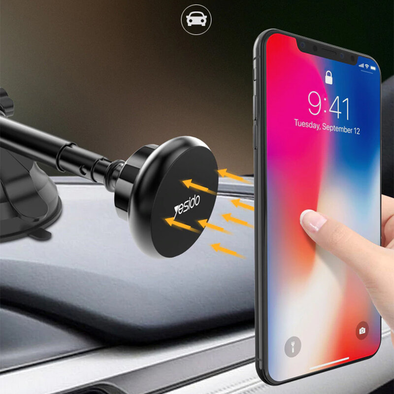 Suport telefon auto magnetic Yesido C41, reglabil, negru