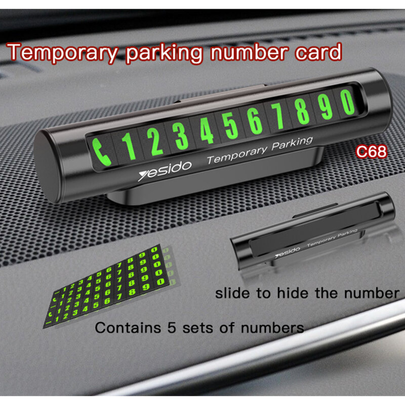 Suport numar telefon auto Yesido C68 parcare temporara, negru