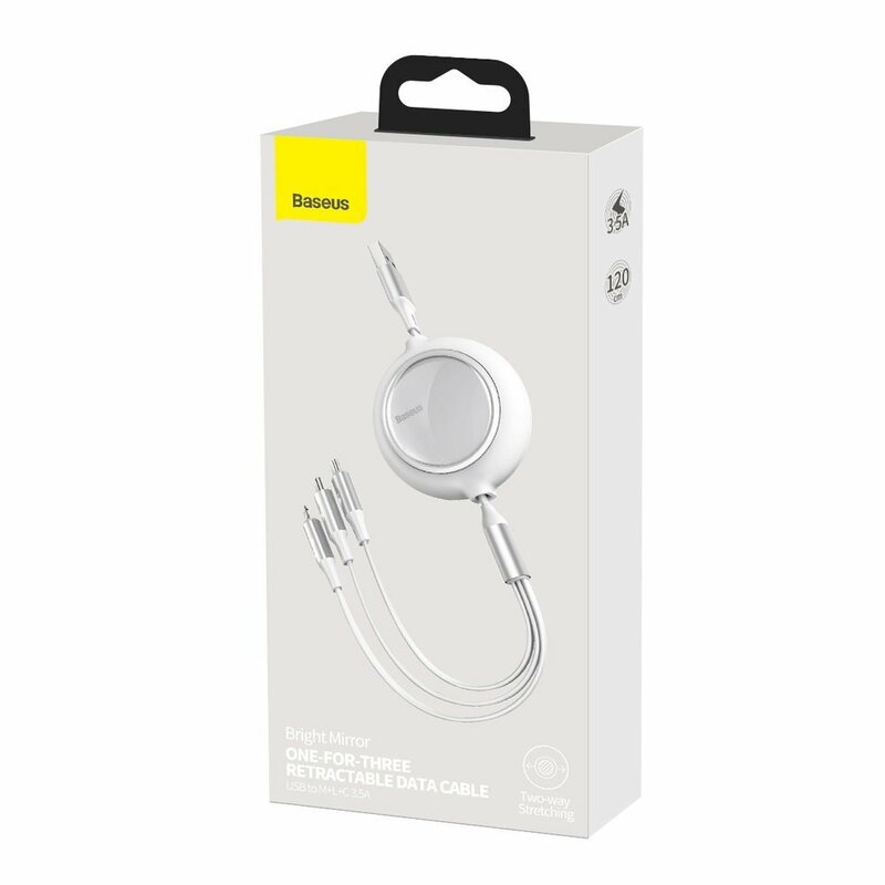Cablu date Type-C, Micro-USB, Lightning Baseus, 1.2m, alb, CAMLT-MJ02