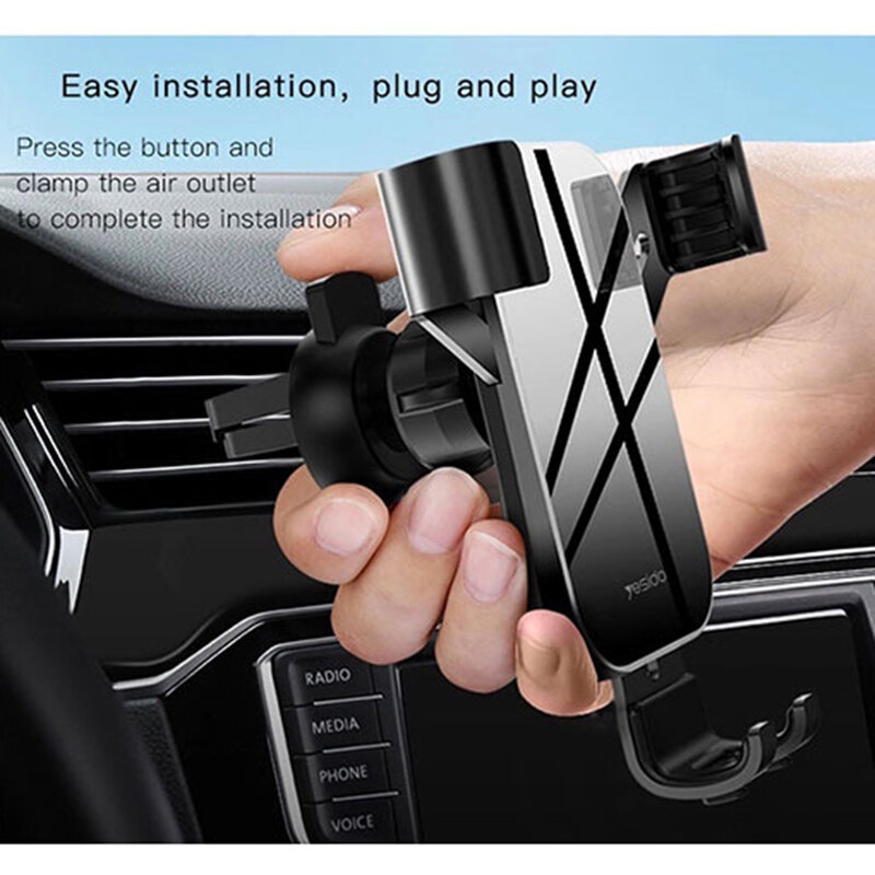 Suport telefon auto universal Yesido C87, grila ventilatie, negru