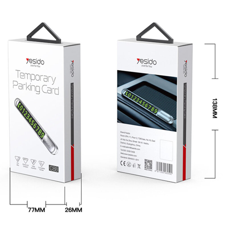 Suport numar telefon auto Yesido C88 parcare temporara, negru