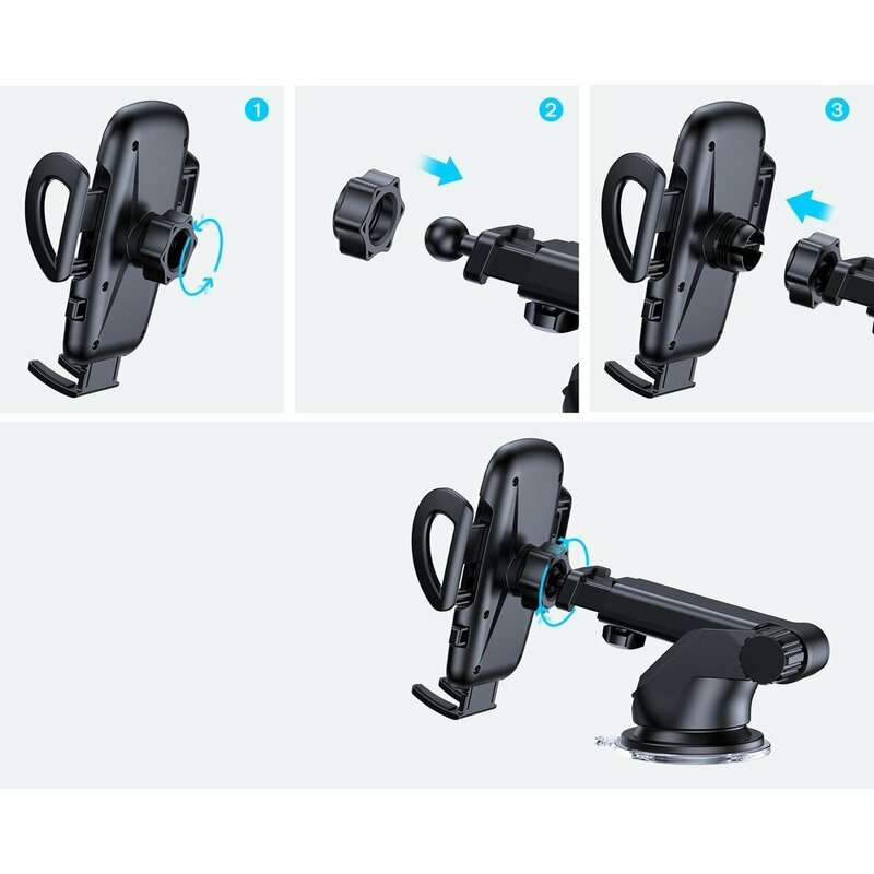 Suport telefon auto bord JoyRoom, brat telescopic, negru, JR-ZS258