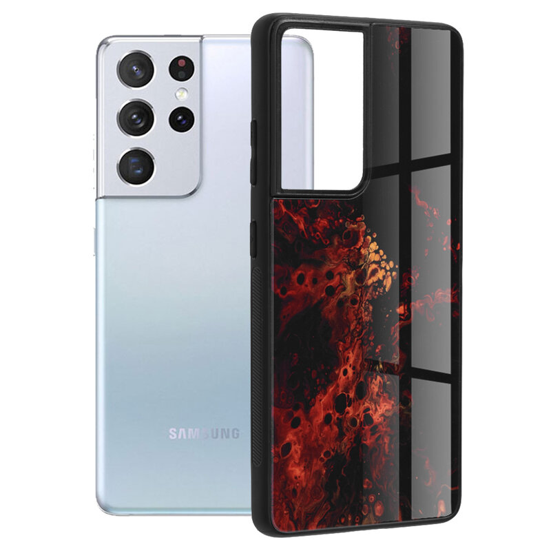 Husa Samsung Galaxy S21 Ultra 5G Techsuit Glaze, Red Nebula